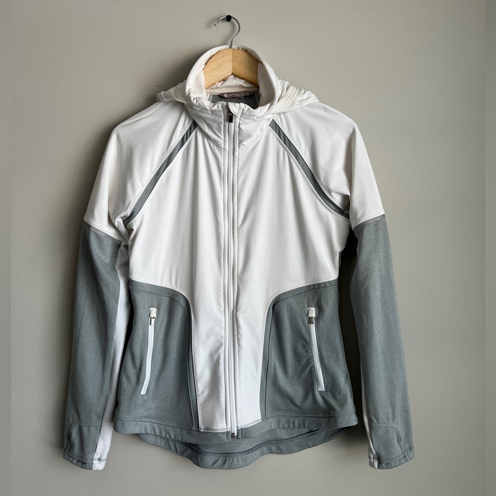 Athleta White and Gray Hooded Jacket